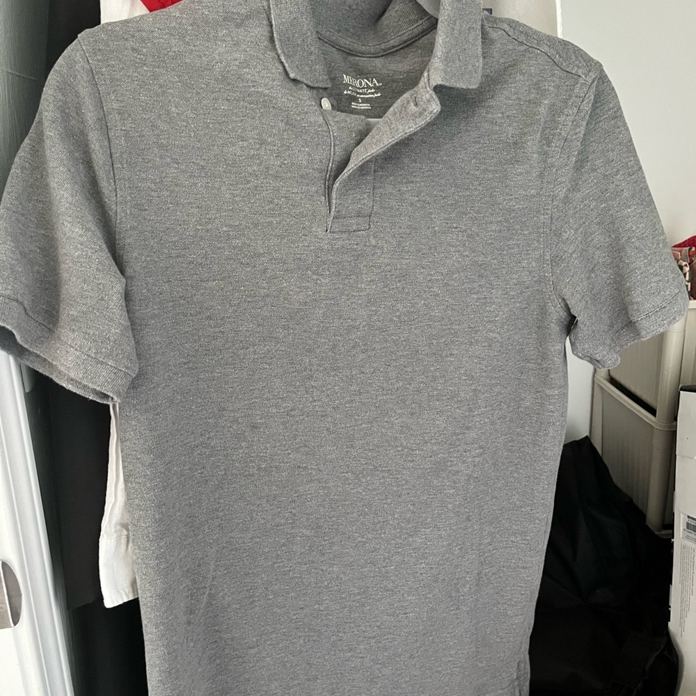 Merona Gray Polo Shirt Classic Knit Short Sleeve